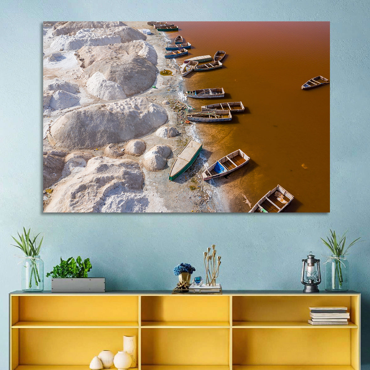 Lac Rose Boats and Salt Mounds Wall Art