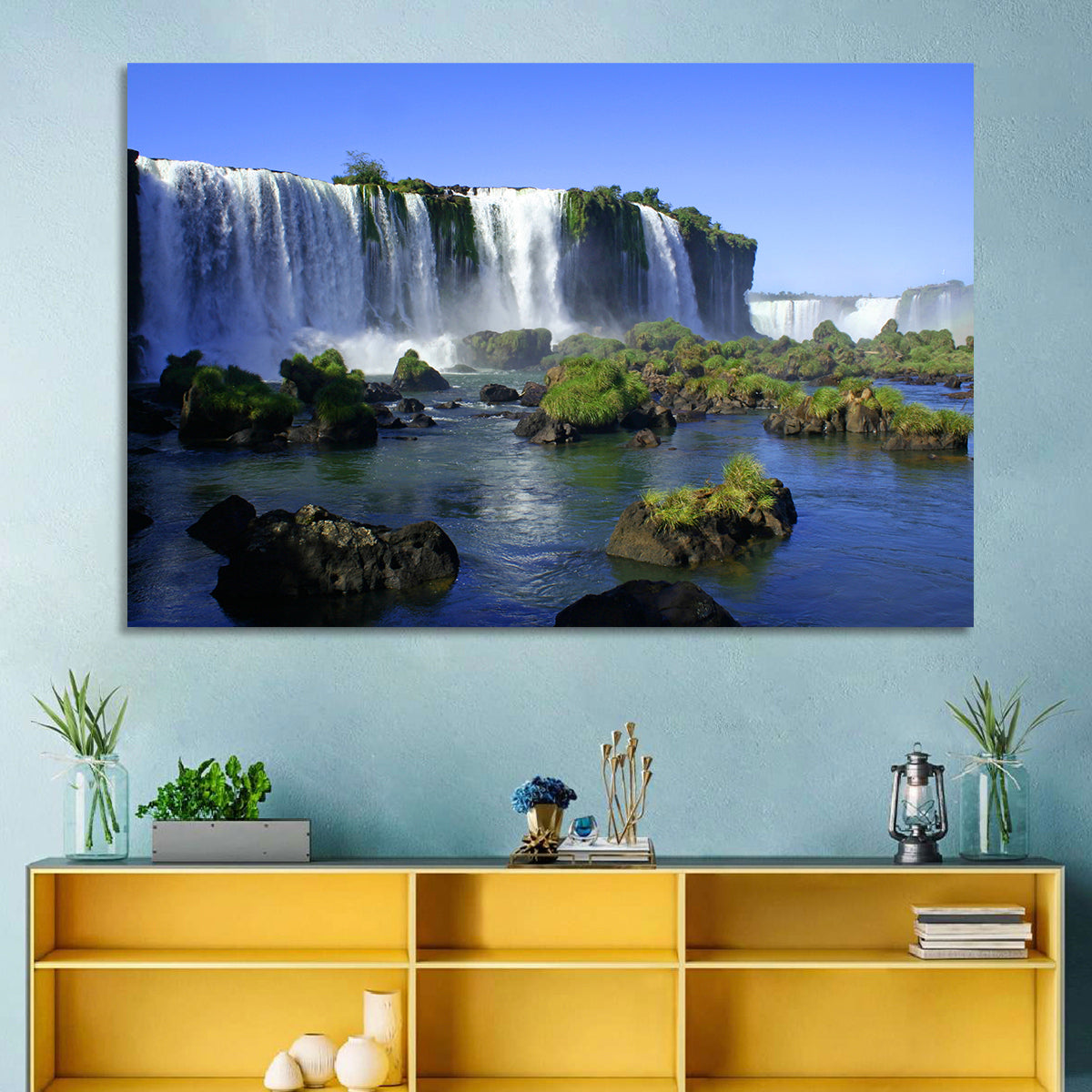 Iguazu Falls Mossy Rocks Wall Art