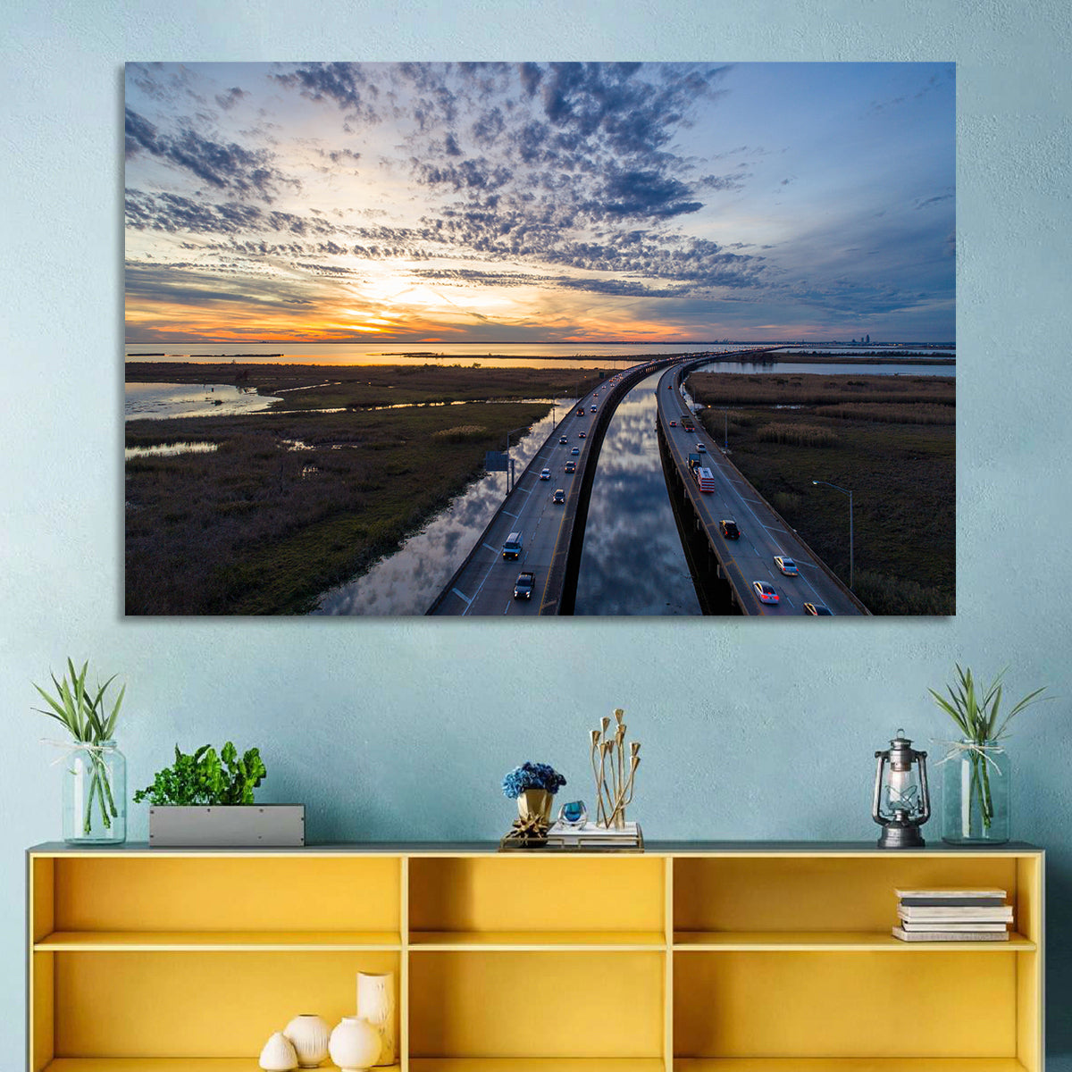 Mobile Bay Bridge at Sunset Wall Art