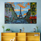 Paris Dusk Street, Eiffel Tower Wall Art