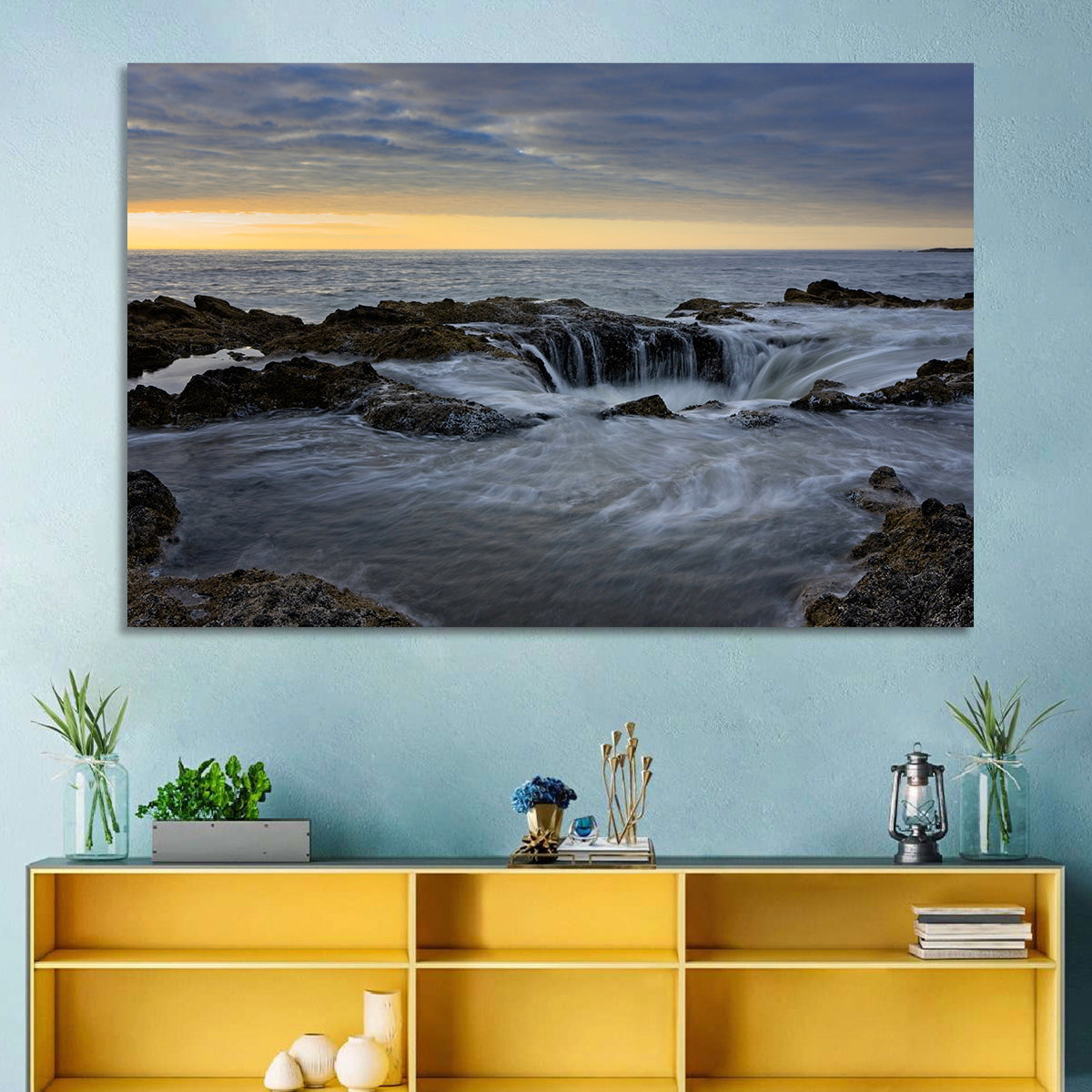 Thor's Well at Cape Perpetua Wall Art in a room, landscape