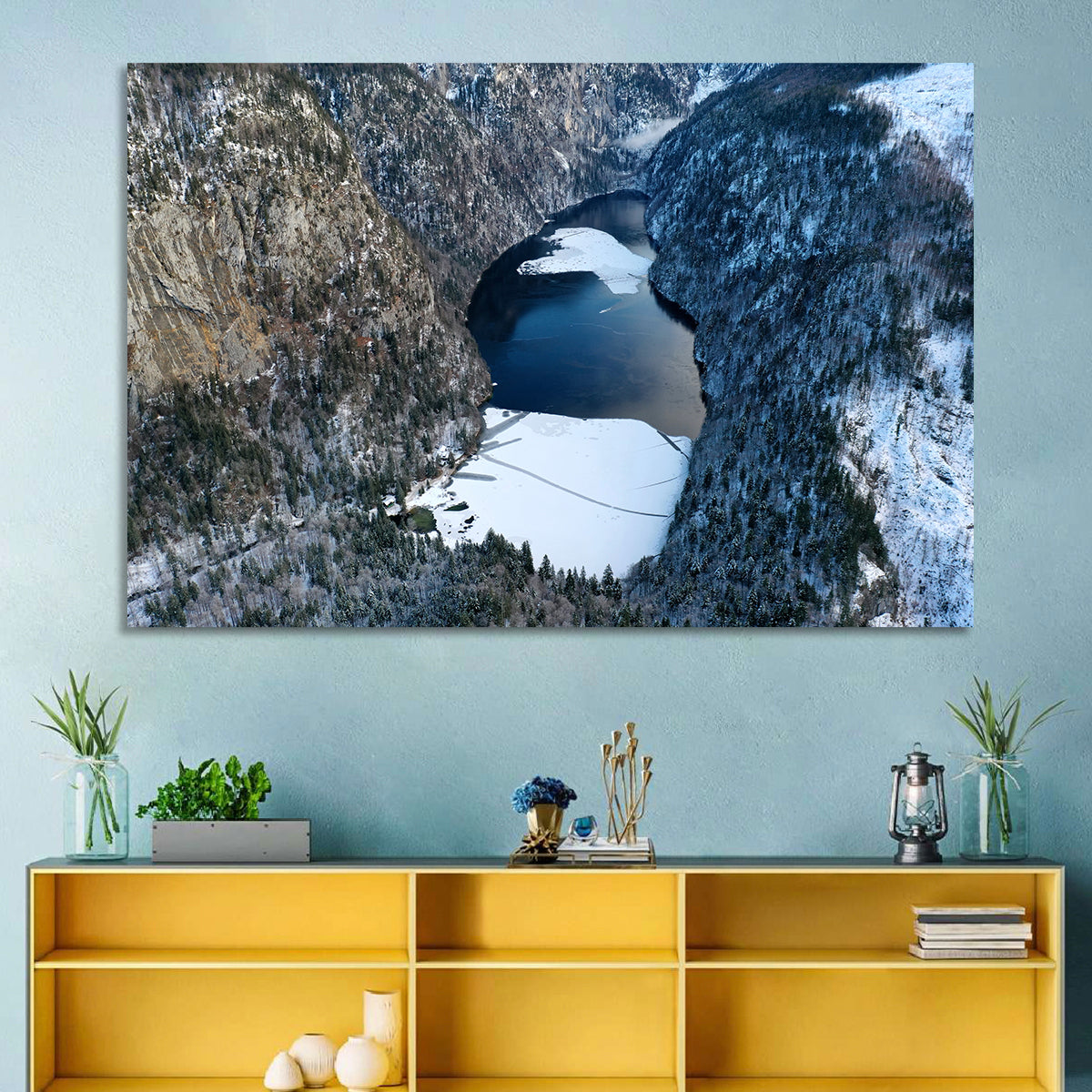 Toplitz Lake Winter Aerial Wall Art