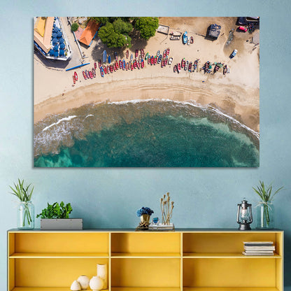 Aerial Tarrafal Beach Fishing Boats Wall Art