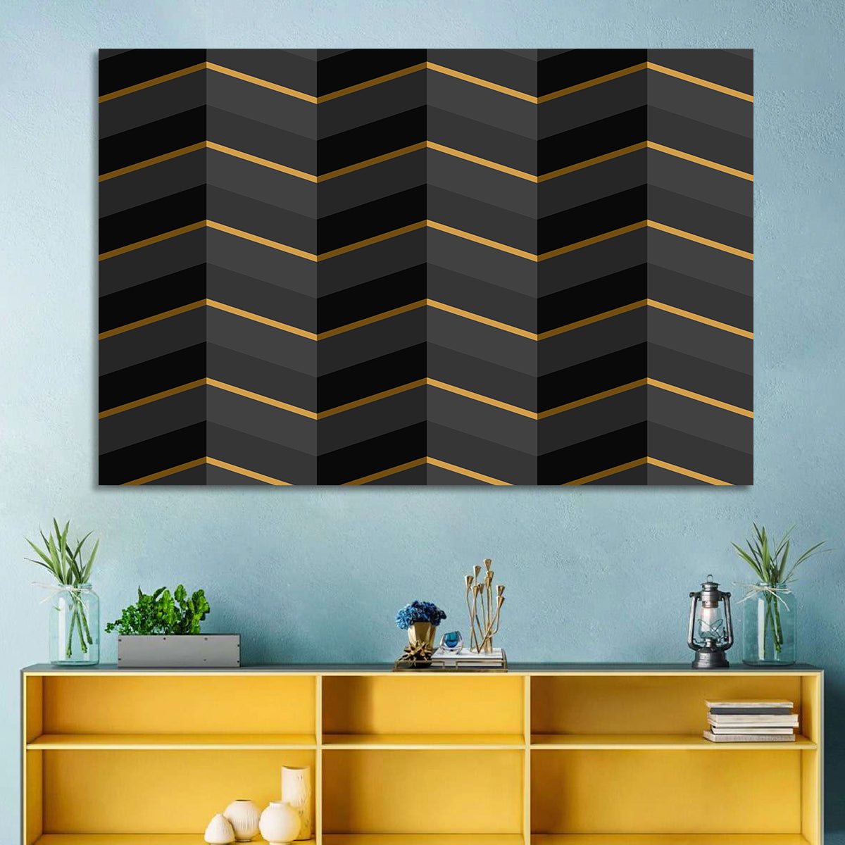 Black Stripes with Gold Accents Wall Art