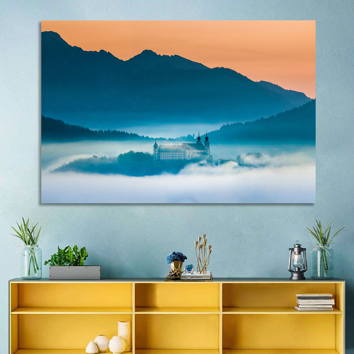Benediktbeuern Abbey in Morning Fog Wall Art