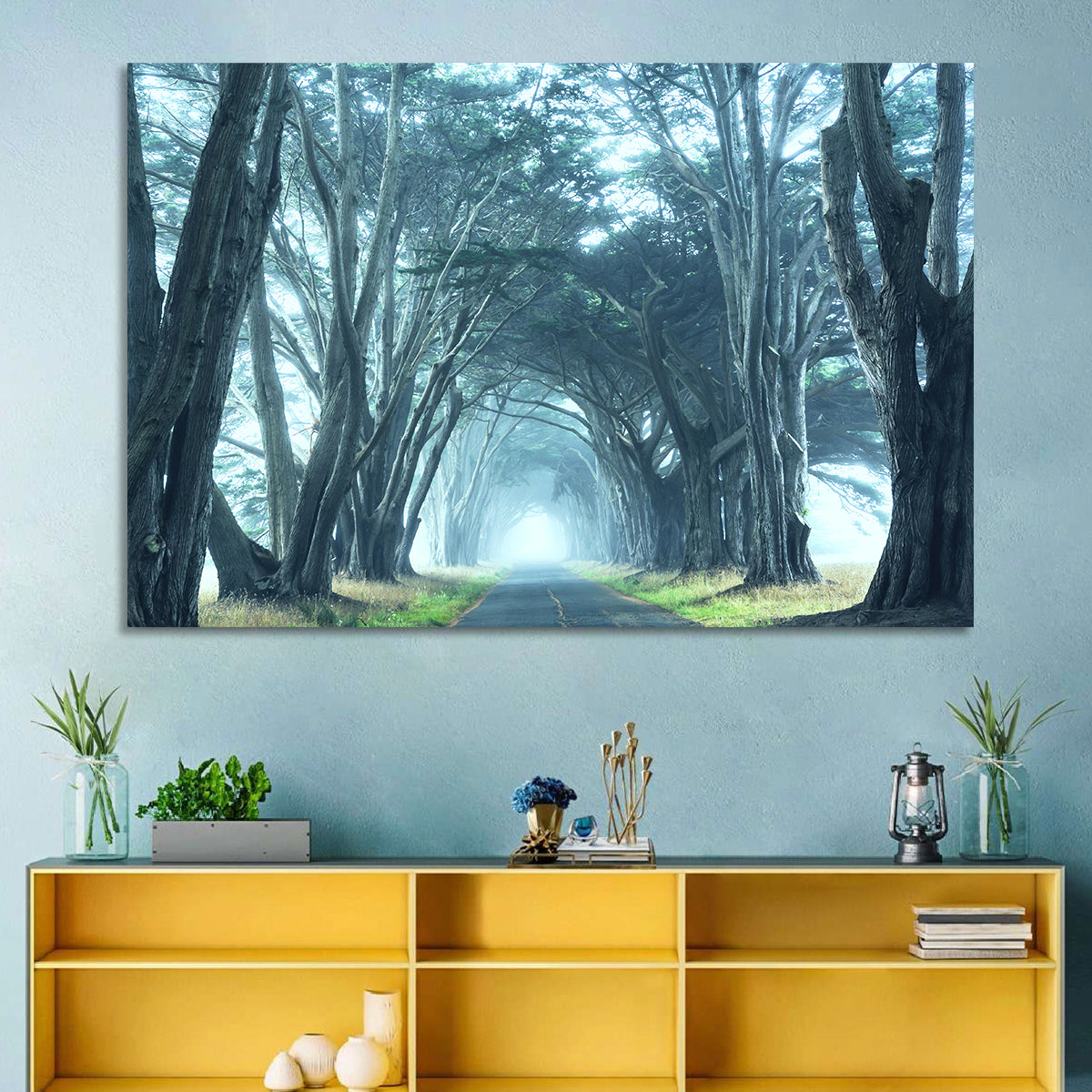 Foggy Cypress Tree Tunnel Wall Art