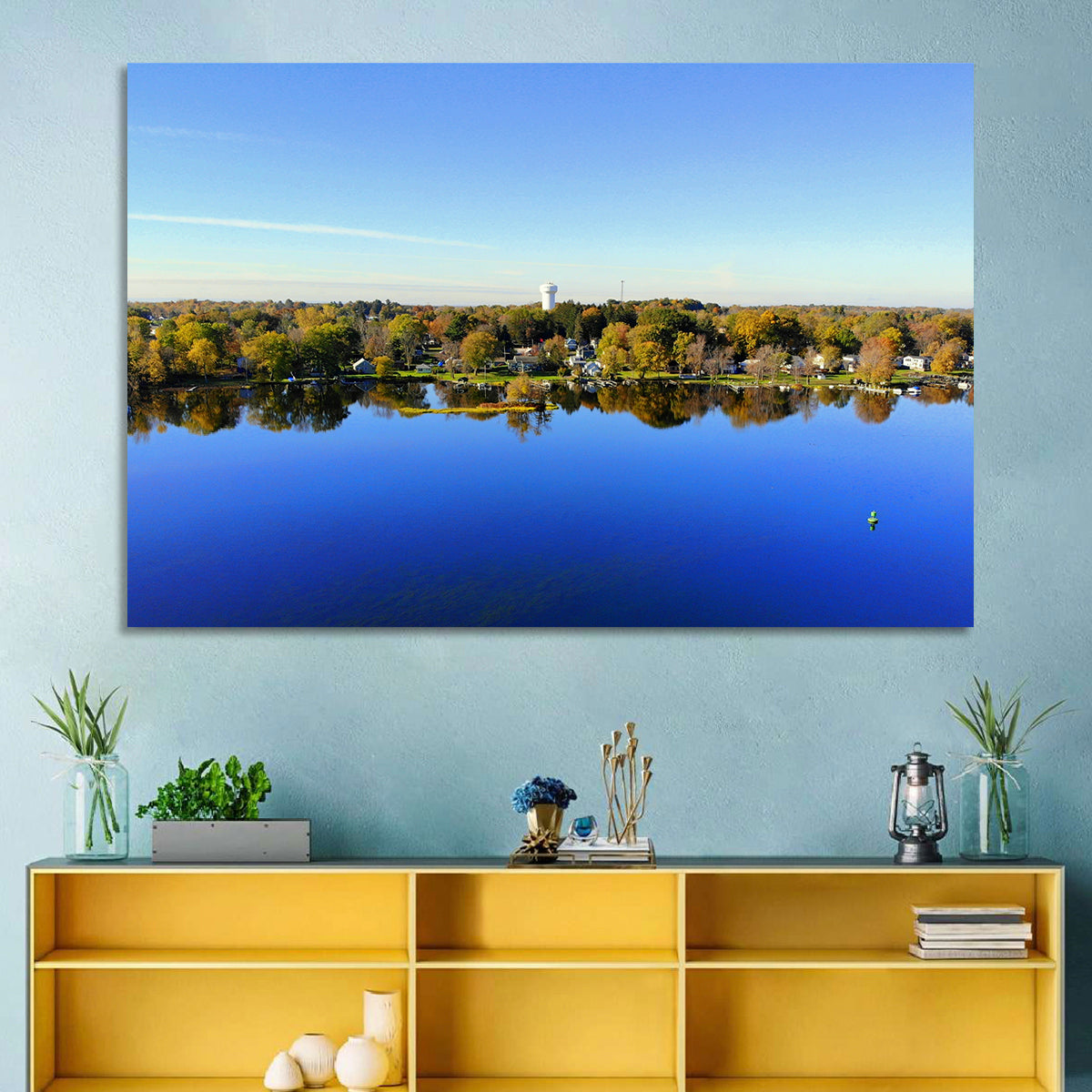 Oneida Lake Water Tower Wall Art in a room, landscape