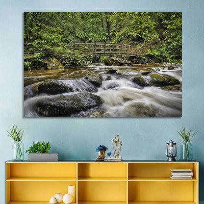 Stock Ghyll Footbridge Forest Stream Wall Art