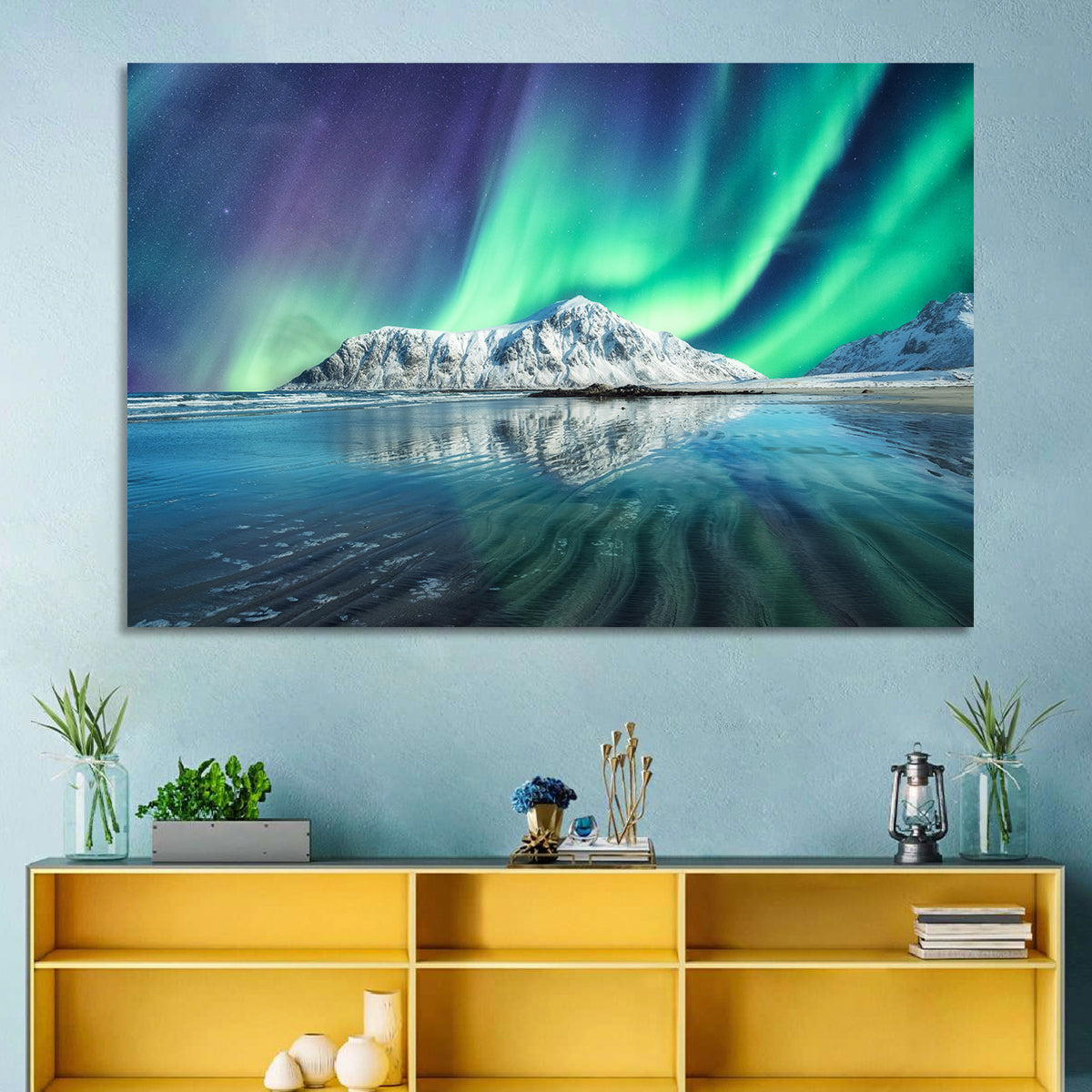 Aurora Over Skagsanden Beach Wall Art