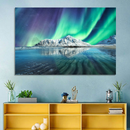 Aurora Over Skagsanden Beach Wall Art
