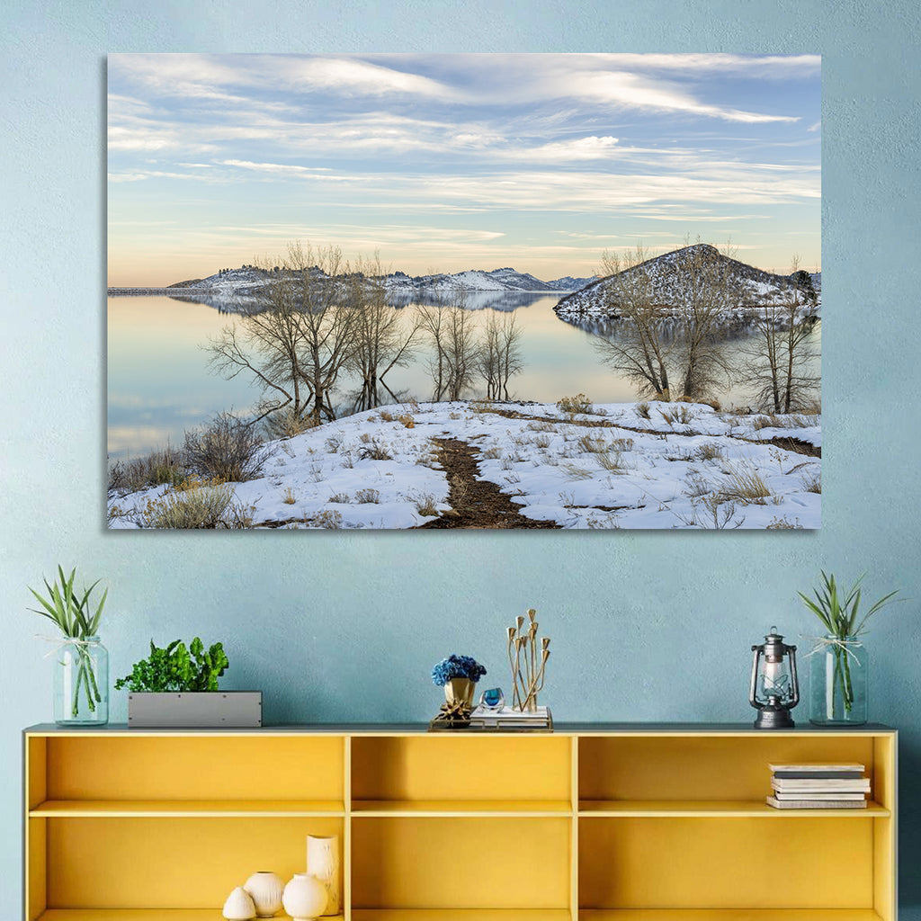 Horsetooth Reservoir Frozen Reflection Wall Art