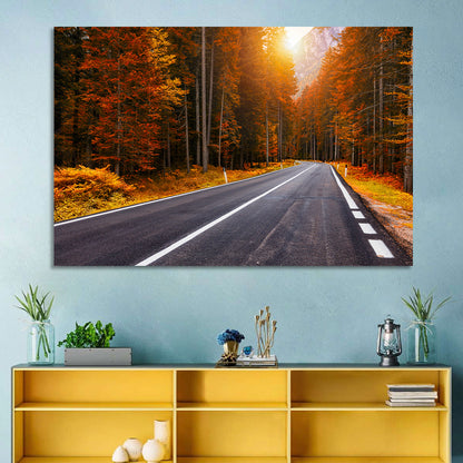 Golden Hour Forest Road Wall Art