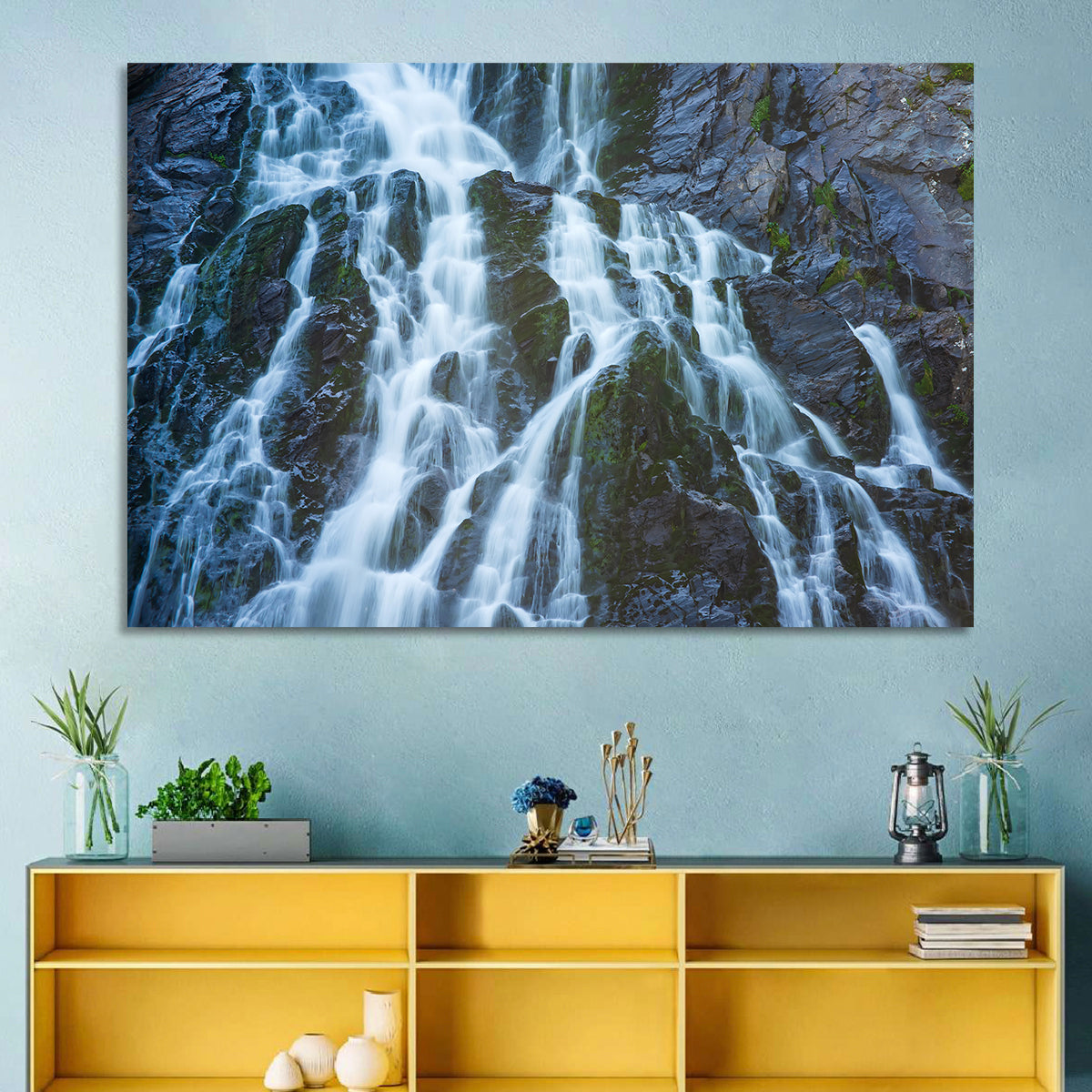 Balea Cascada Waterfall Wall Art in a room, landscape