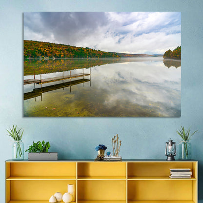 Misty Dock at Lake Squam Wall Art