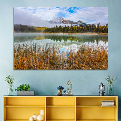 Pyramid Mountain with Golden Grasses Wall Art