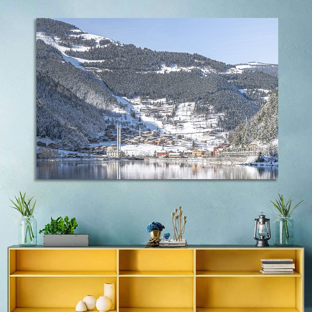 Uzungöl Winter Lake Reflection Wall Art