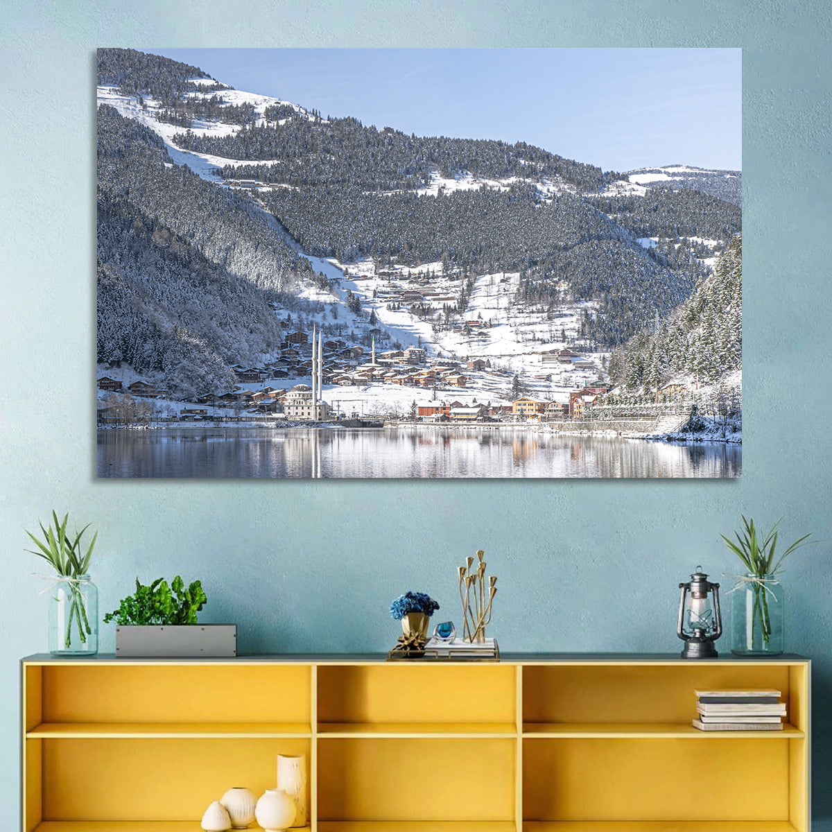 Uzungöl Winter Lake Reflection Wall Art