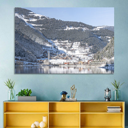 Uzungöl Winter Lake Reflection Wall Art