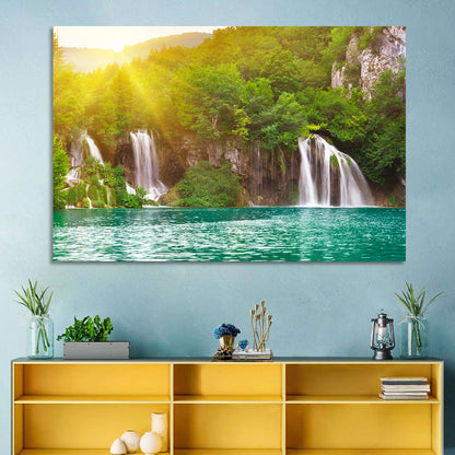Plitvice Cascades at Sunrise Wall Art