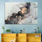 Black Fire Marble Abstract Wall Art