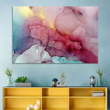 Pink and Gold Fluid Abstract Wall Art
