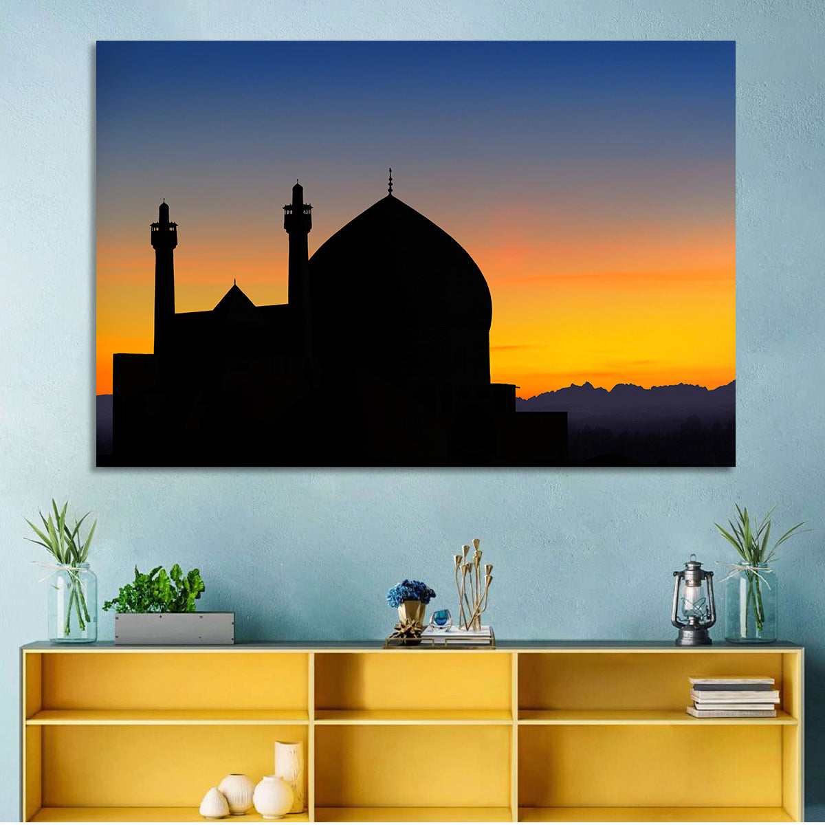 Isfahan Mosque Silhouette at Dusk Wall Art