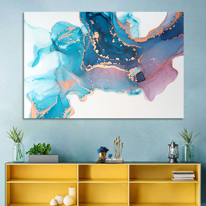 Fluid Ink with Metallic Gold Accents Wall Art