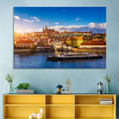 Prague Castle Golden Hour River View Wall Art