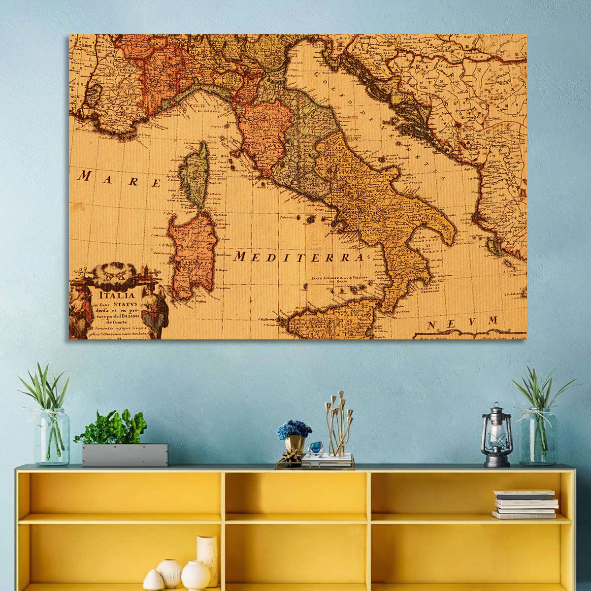 Antique Italian Map Wall Art