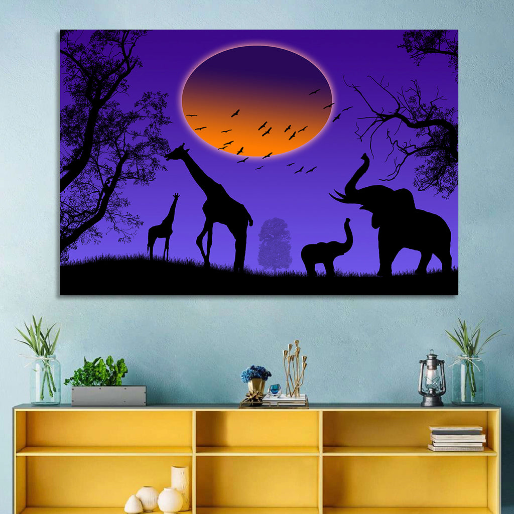 Sunset Savannah Silhouette Wall Art