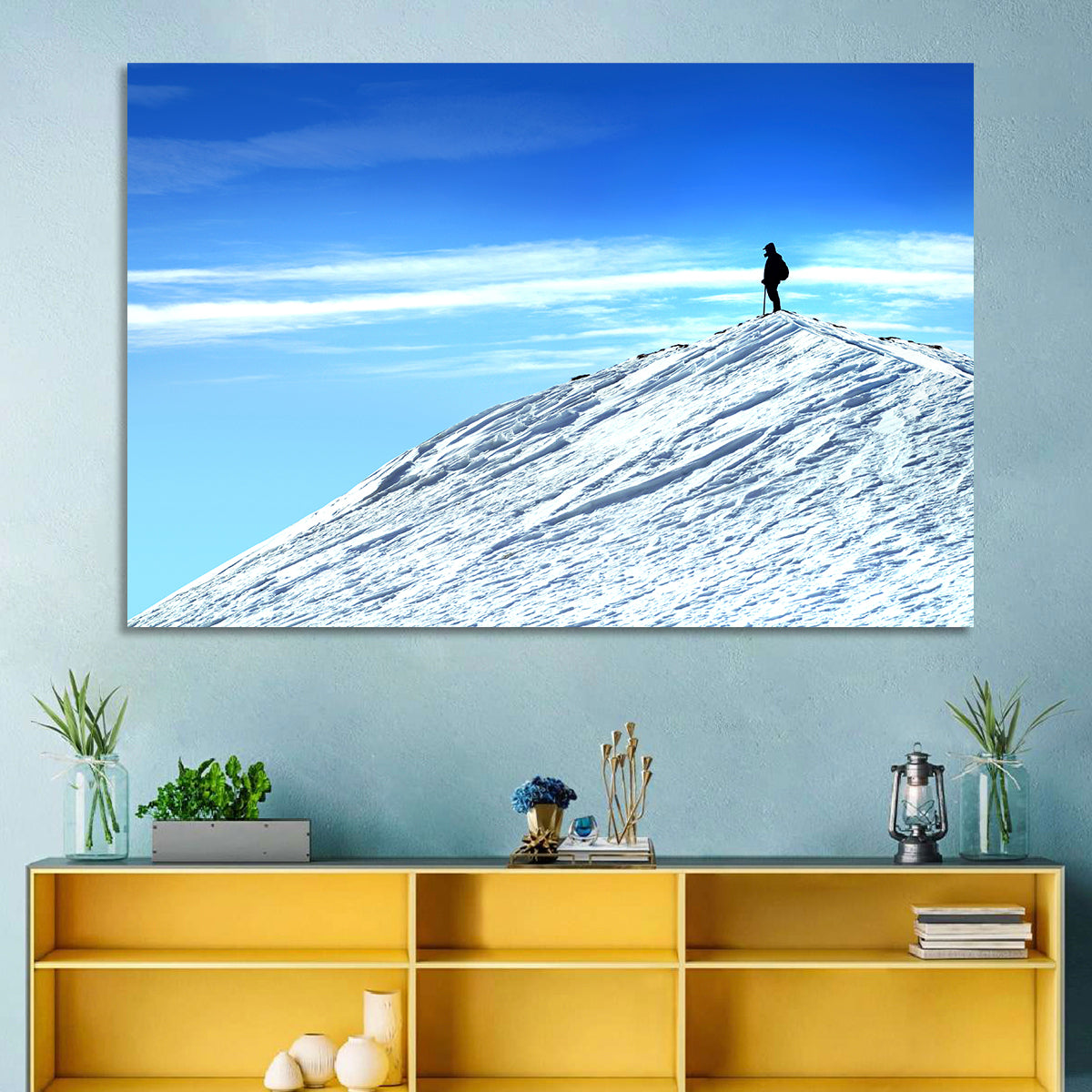 Mountaineer Summit Silhouette Wall Art