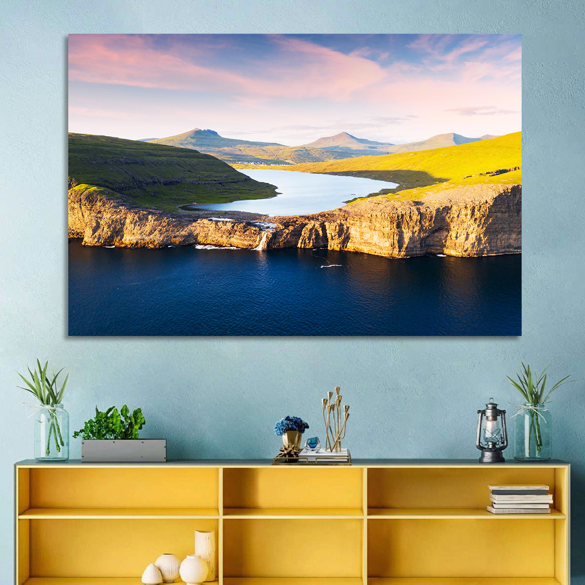 Sørvágsvatn Cliffs at Golden Hour Wall Art
