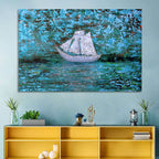 White Sailboat Reflection Wall Art