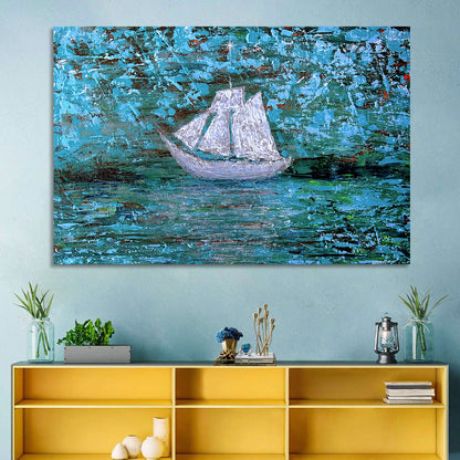 White Boat Wall Art