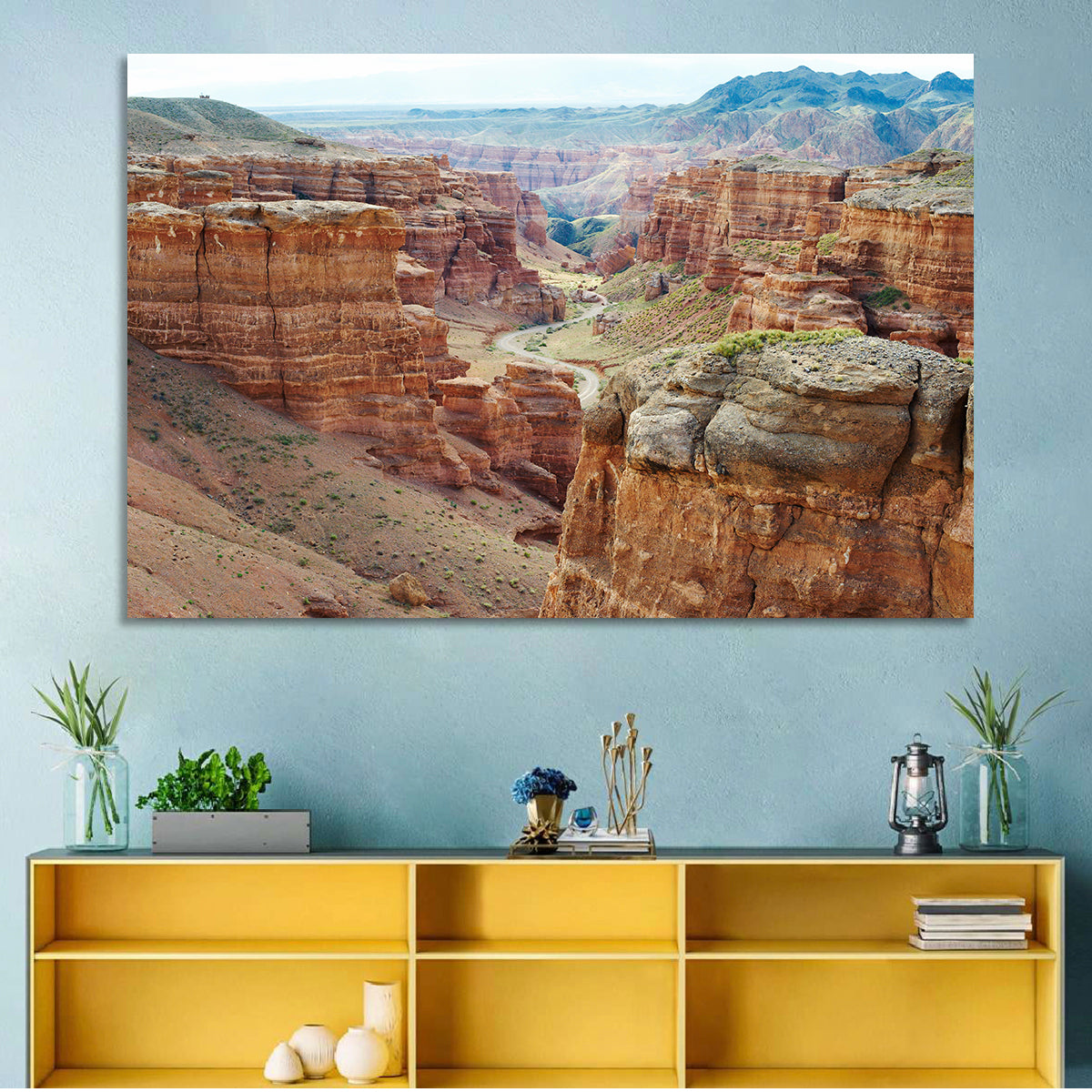 Charyn Canyon Vista Wall Art in a room, landscape