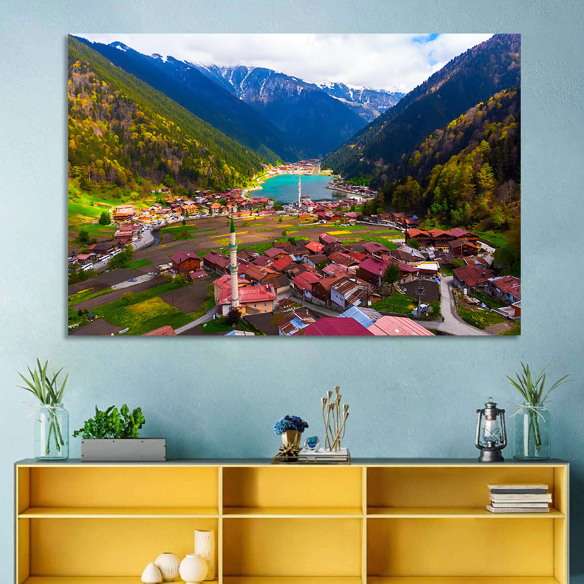 Uzungöl Village Overlook Wall Art in a room, landscape