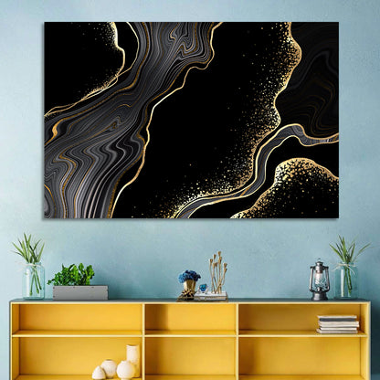 Black Marble with Gold Veins Wall Art