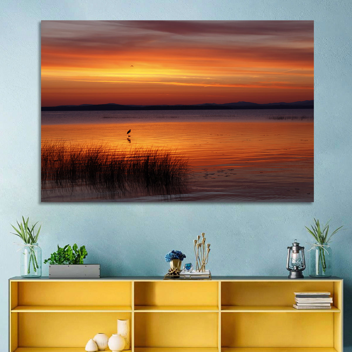 Lake Champlain Sunrise with Heron Wall Art