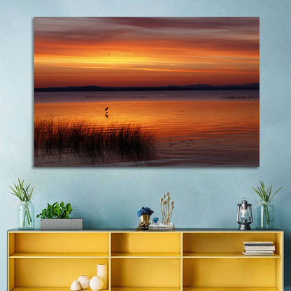 Lake Champlain Sunrise with Heron Wall Art