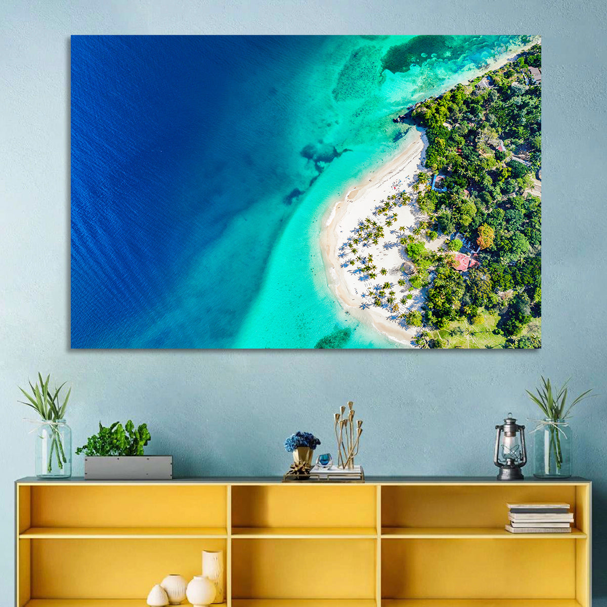 Cayo Levantado Aerial View Wall Art in a room, landscape