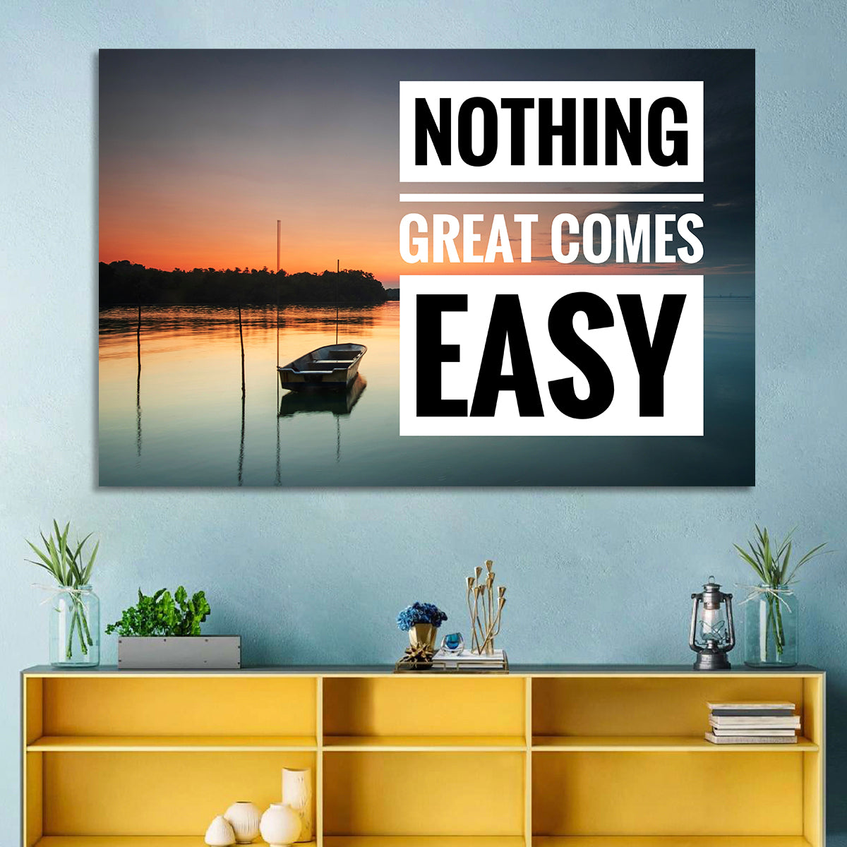 Nothing Great Comes Easy, Boat at Sunrise Wall Art