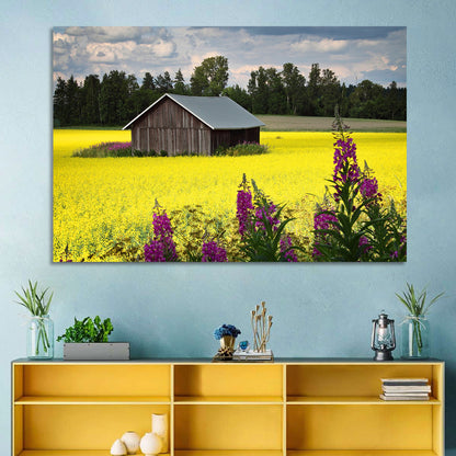 Finnish Barn in Yellow Field Wall Art