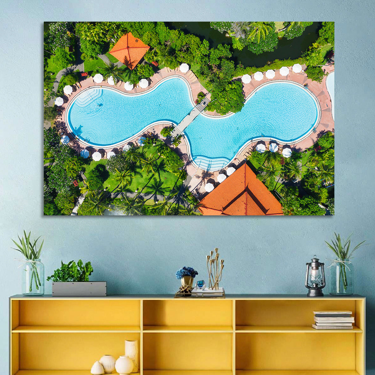 Aerial Figure Eight Resort Pool Wall Art