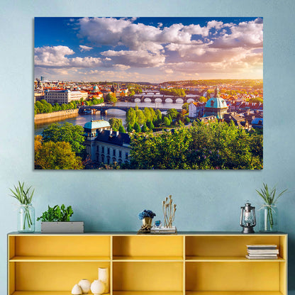 Prague Golden Hour Over Charles Bridge Wall Art