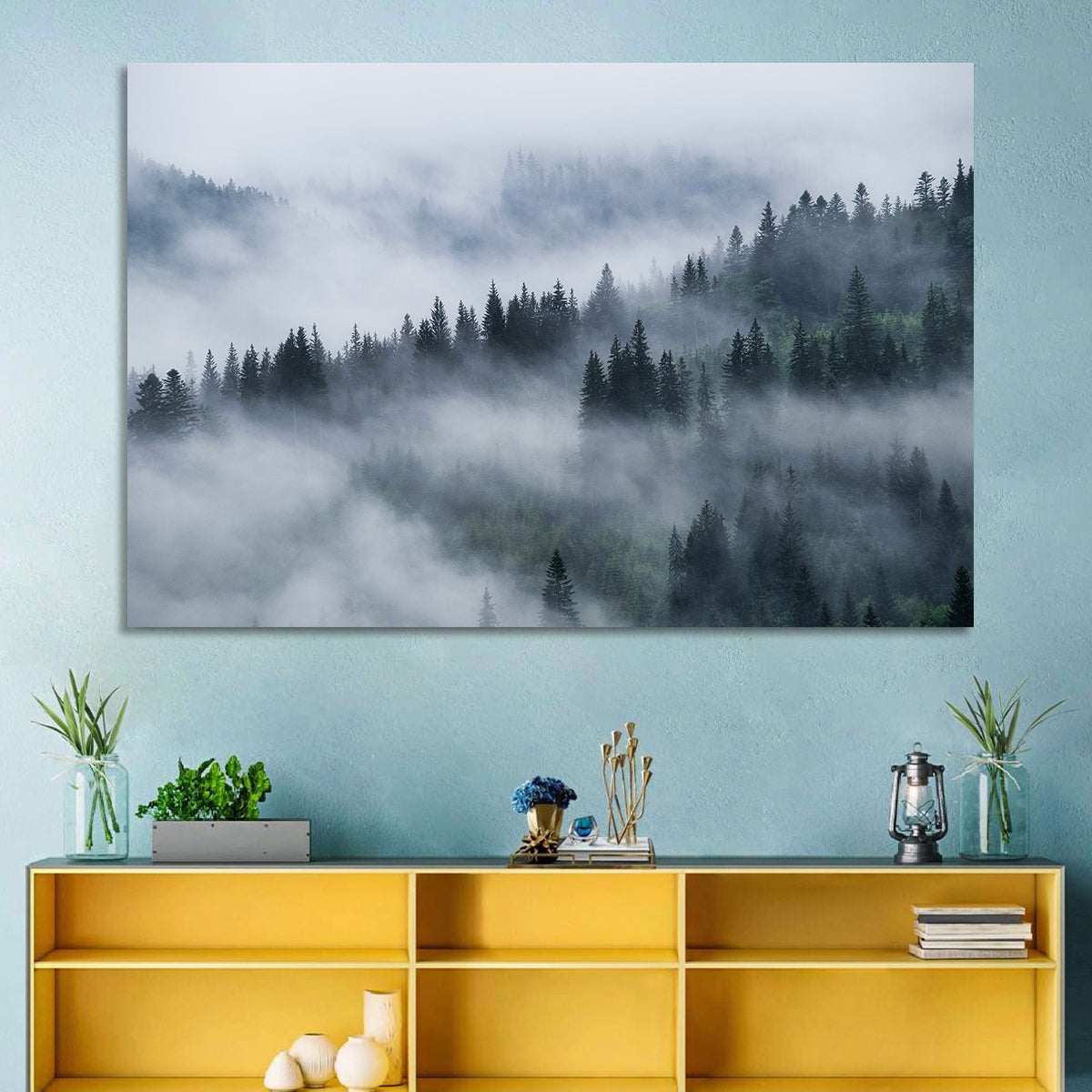 Misty Mountain Pine Forest Wall Art