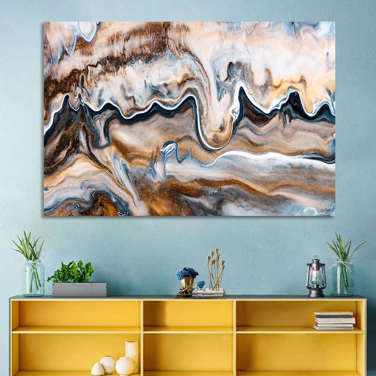 Marbled Gold Swirl Wall Art