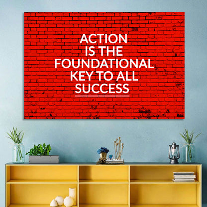 Key to Success on Red Brick Wall Art