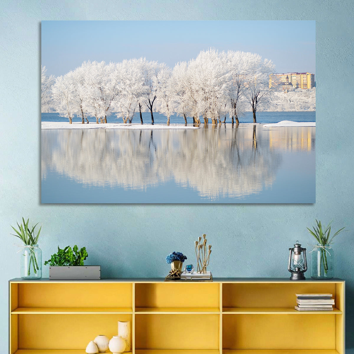 Winter Lake Reflection Wall Art