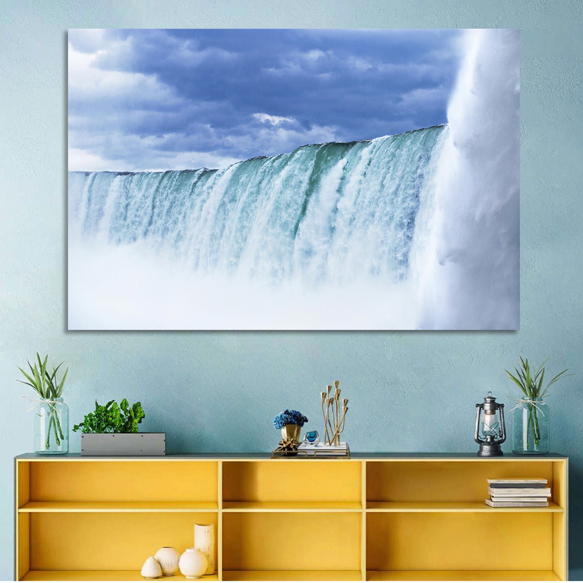 Niagara Falls Horseshoe View Wall Art in a room, landscape