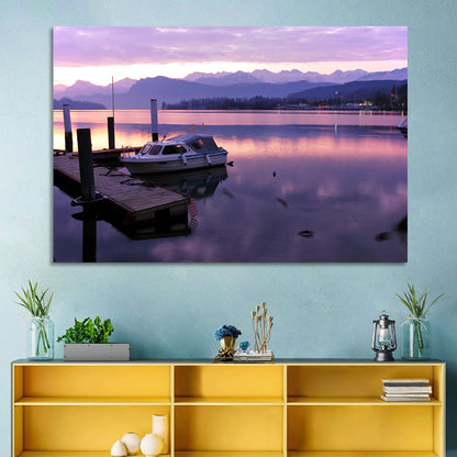 Lake Lucerne Pier at Dusk Wall Art